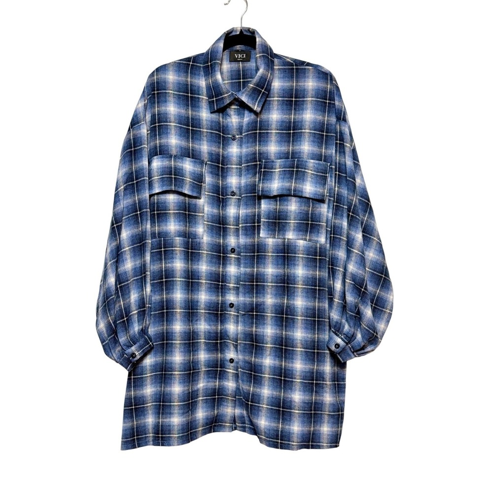 VICI Cabincore Oversized Plaid‎ Shacket Womens Size M Grunge Coastal Cowgirl